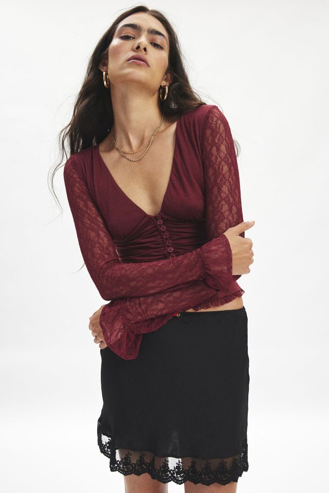 Kimchi Blue Arabella Button Front Lace Top