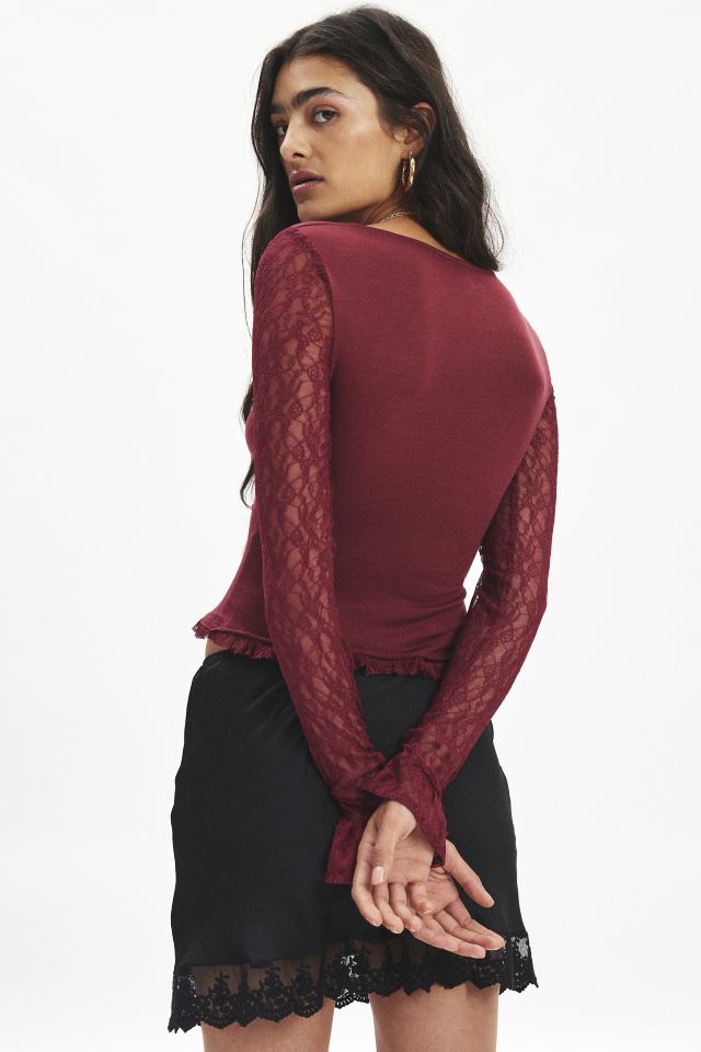Kimchi Blue Arabella Button Front Lace Top