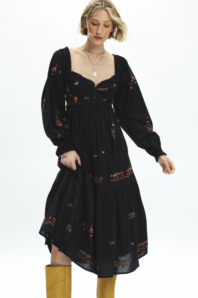 Robe mi-longue à manches longues brodée Kimchi Blue Fiona #2