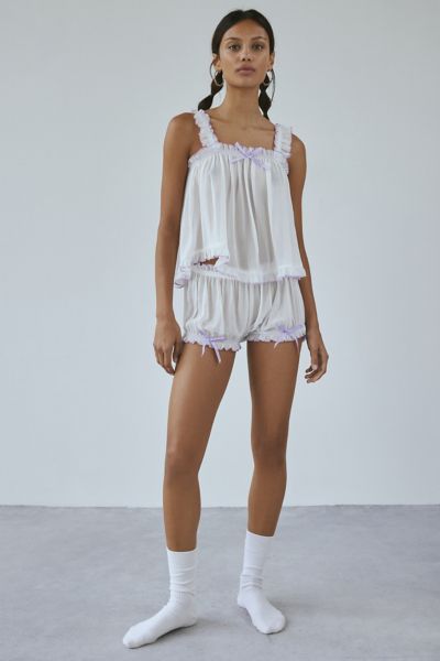 Out From Under Colette Sheer Ruffle Tank Top & Bloomer Short Set