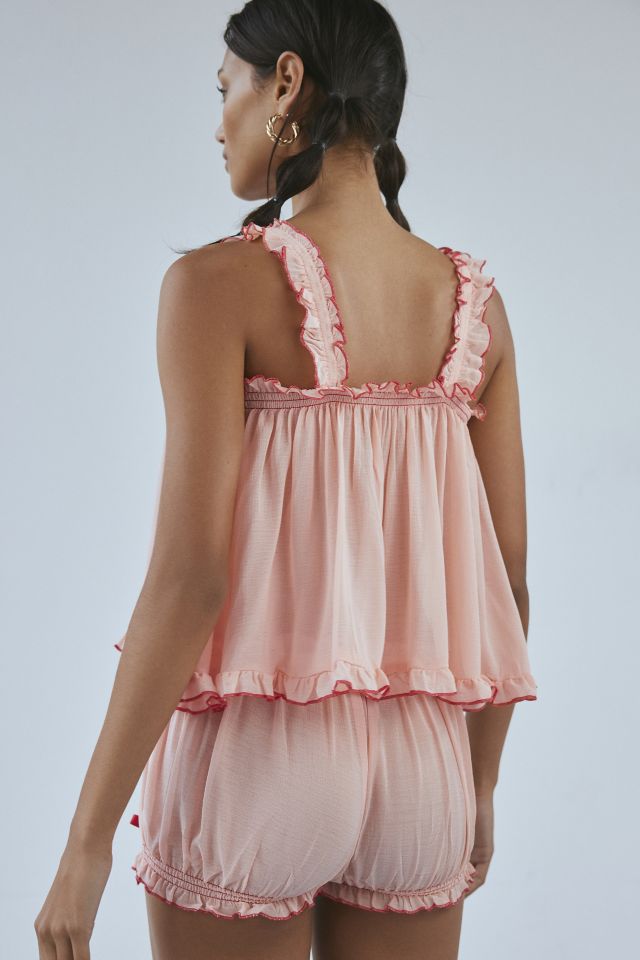 Out From Under Colette Sheer Ruffle Tank Top & Bloomer Short Set #3