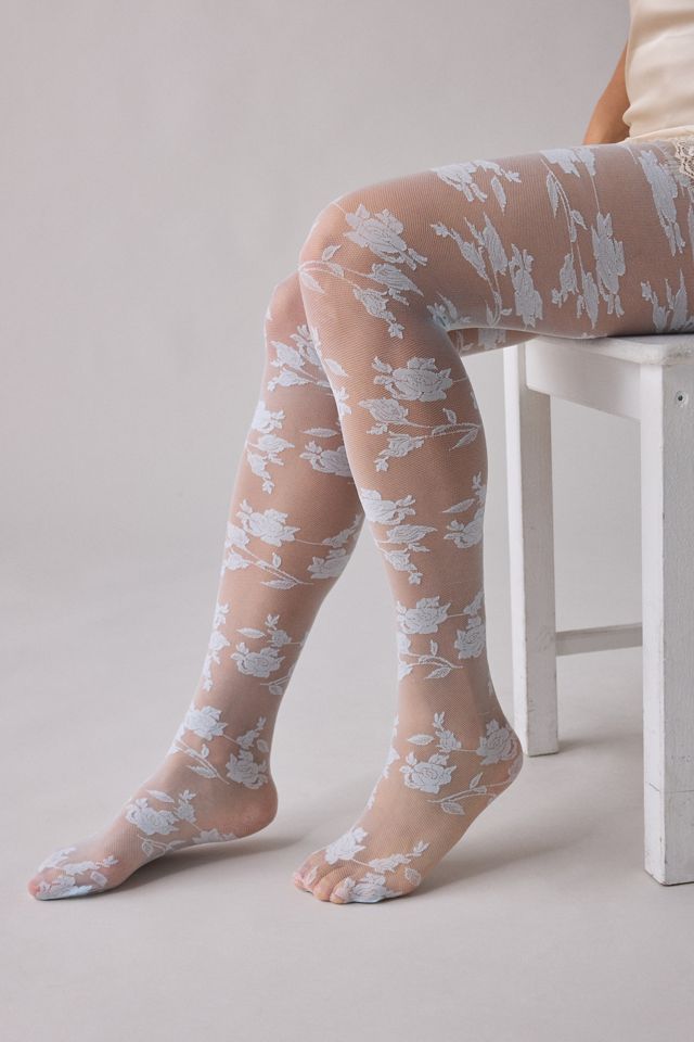 Collants en dentelle transparente rose #1