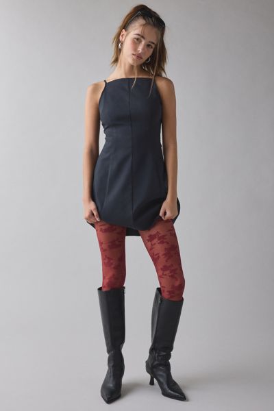 Urban Outfitters Rose Lace Tights In Maroon, Women's At  In Blue