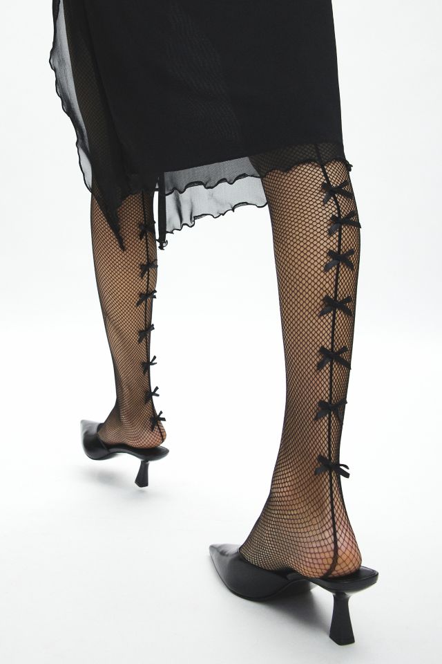 Bow Seamed Fishnet Tights Urban Outfitters