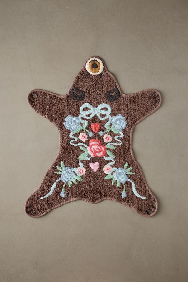 Bear Embroidered Shag Rug #1