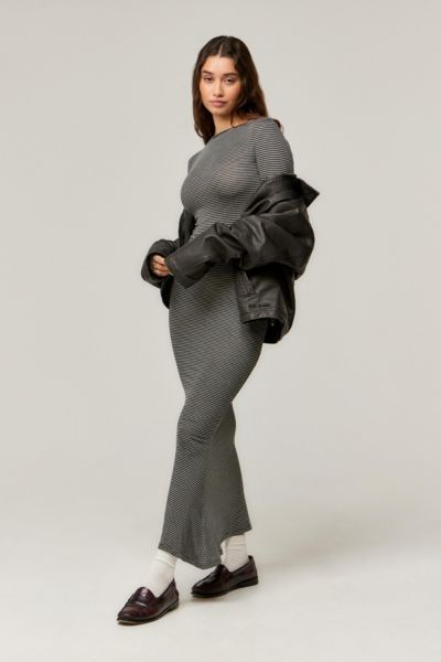 BDG AUBRETTE LONG SLEEVE MAXI DRESS IN GREY, WOMEN'S AT URBAN OUTFITTERS 