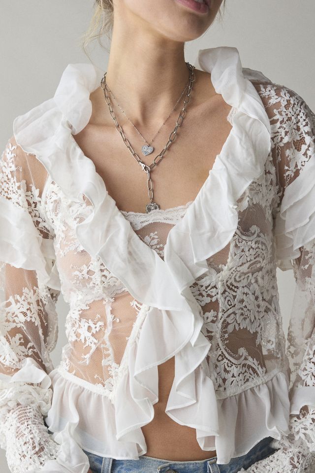 For Love & Lemons Holiday Lace Long Sleeve Blouse #1