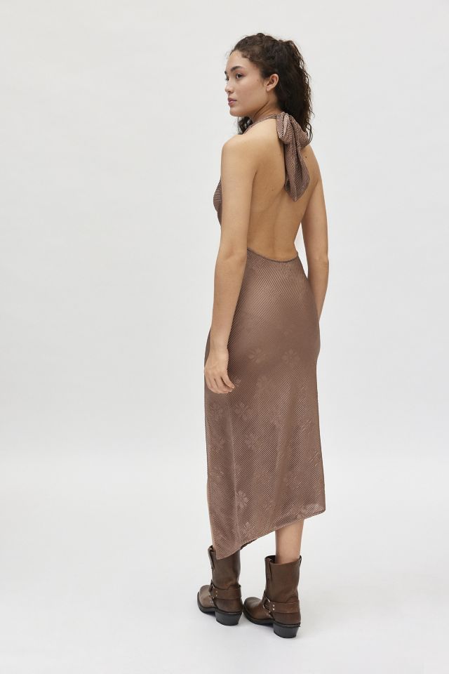 Silence + Noise Sienna Plisse Cowl Neck Halter Midi Dress #3