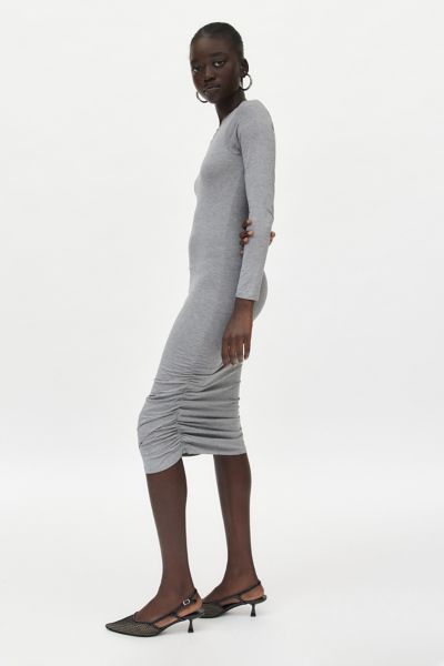 Silence + Noise Eliza Long Sleeve Ruched Bodycon Midi Dress