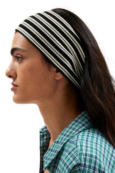 Textured Striped Wide Headwrap Headband | Urban Outfitters display picture 2