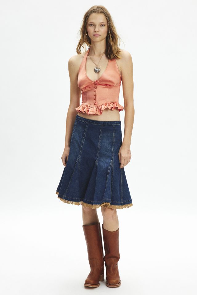 Kimchi Blue Maude Satin Corset Halter Top | Urban Outfitters