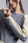 BDG Serena Boatneck Craft Patchwork Long Sleeve Top
