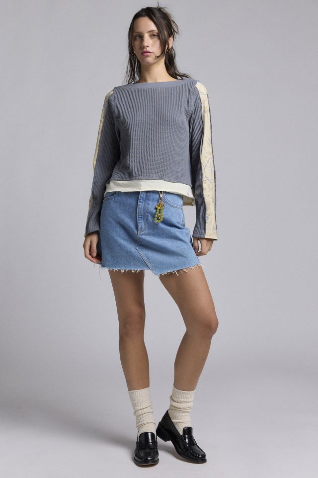 BDG Serena Boatneck Craft Patchwork Long Sleeve Top #2