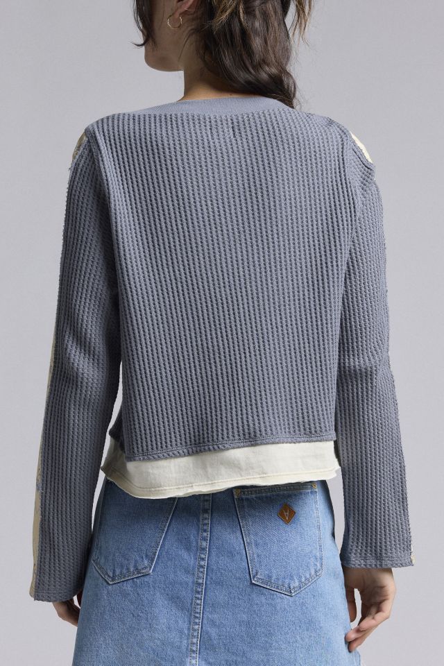 BDG Serena Boatneck Craft Patchwork Long Sleeve Top | Urban