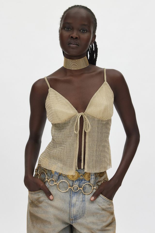 Silence + Noise Polly Plisse Split Front Flyaway Tank Top #1