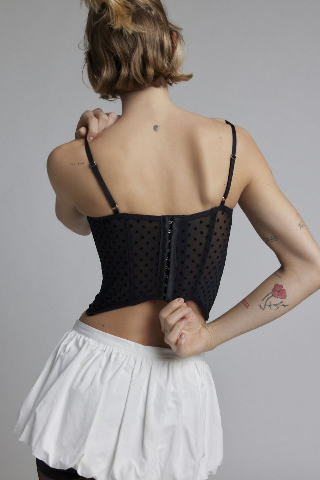 Out From Under Flocked Dots Corset Top #1