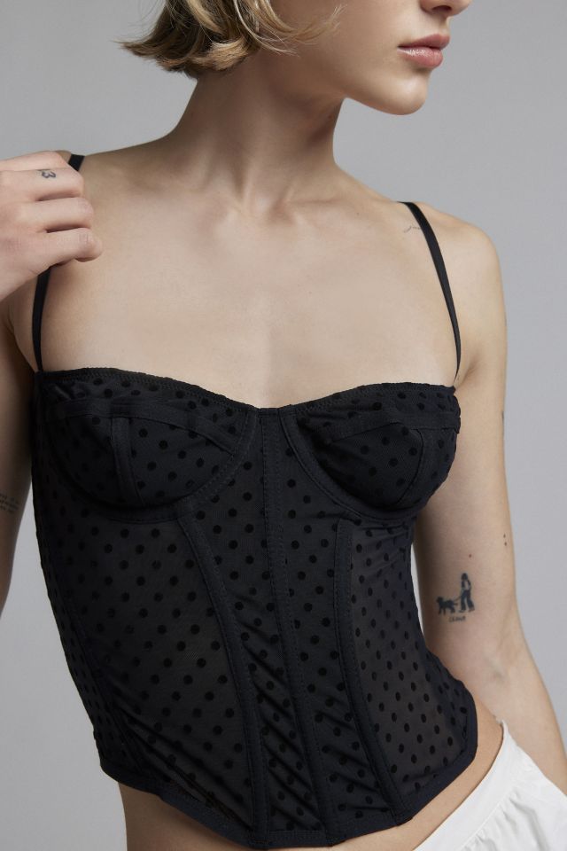 Out From Under Flocked Dots Corset Top #3