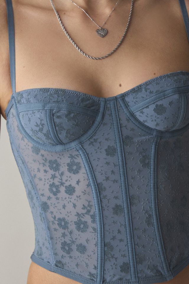 Out From Under Flocked Floral Corset Top #2