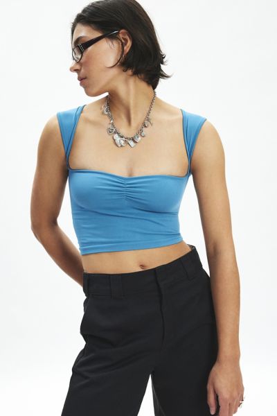 Out From Under Charlene Pinch Front Seamless Knit Tank Top In Blue, Women's At Urban Outfitters In Blue