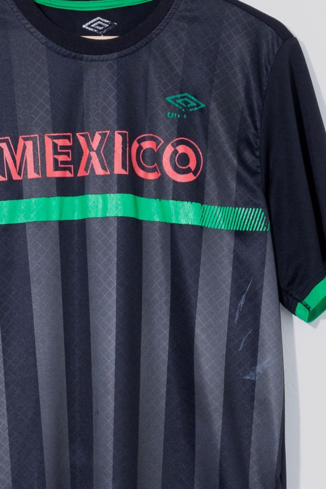 Vintage Y2K Distressed Mexico Black Umbro Soccer Jersey | Urban Outfitters