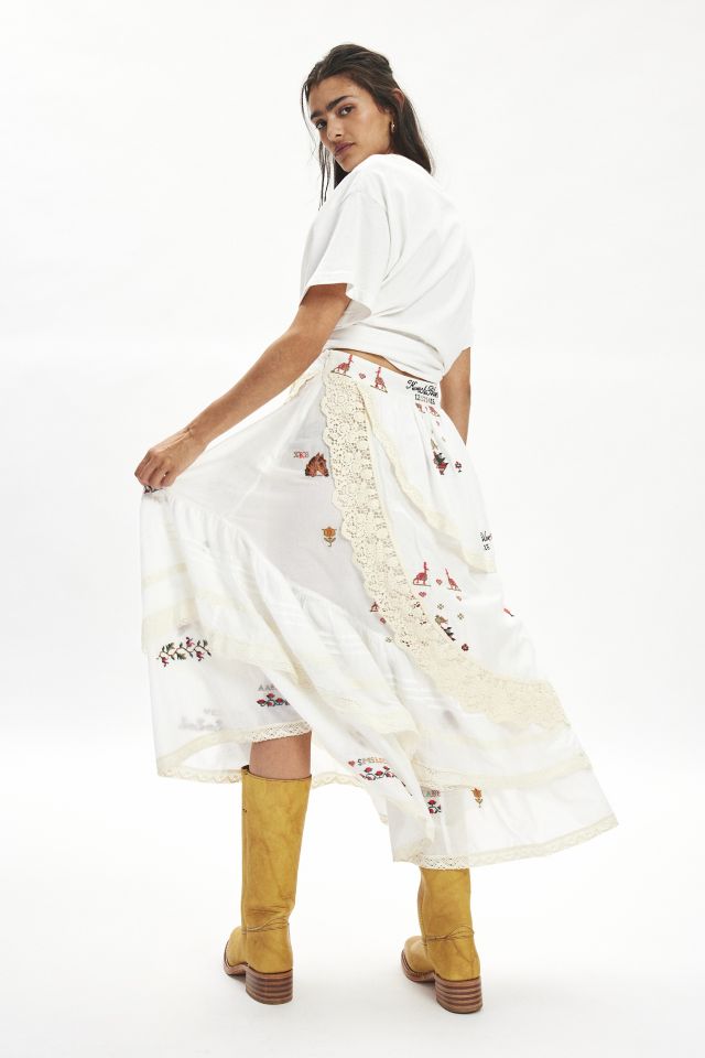 Kimchi Blue Celia Embroidered Lace Trim Tiered Midi Skirt #3