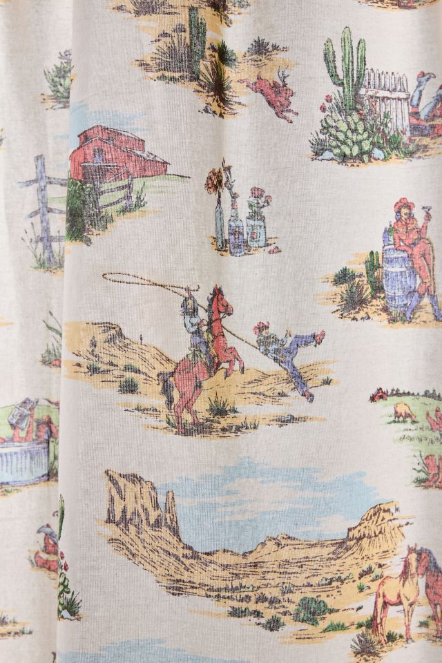 Western Toile Patterned Shower Curtain #1