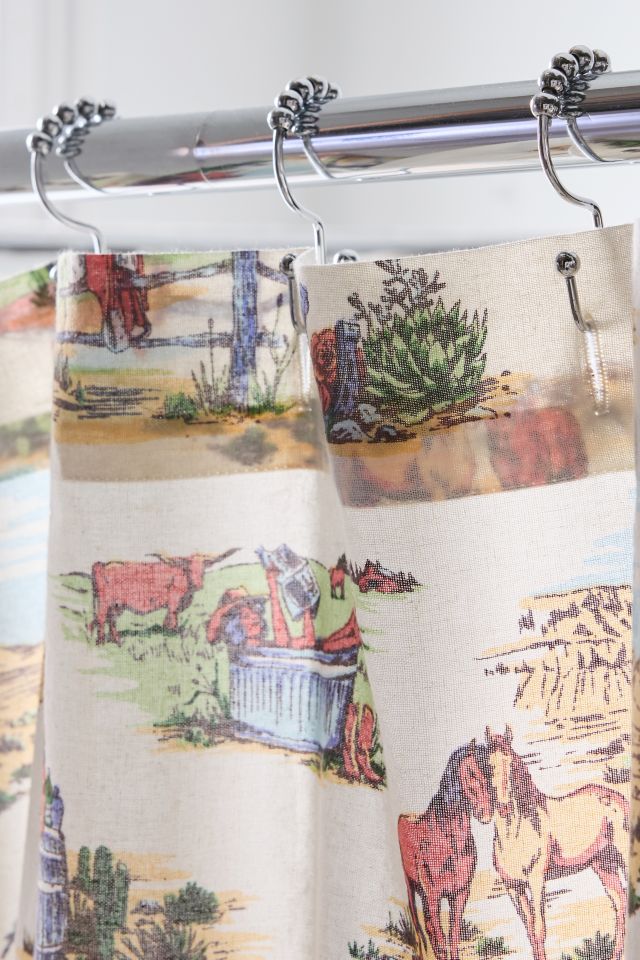Western Toile Patterned Shower Curtain #2