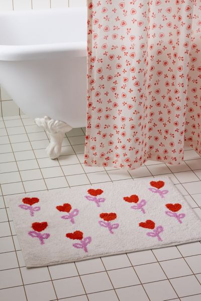 Urban Outfitters Heart Flower Tufted Cotton Bath Mat In Cream At  In Cream