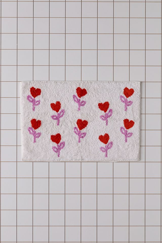 Heart Flower Tufted Cotton Bath Mat #1