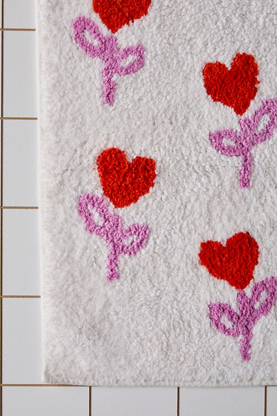 Heart Flower Tufted Cotton Bath Mat - Thumbnail 5