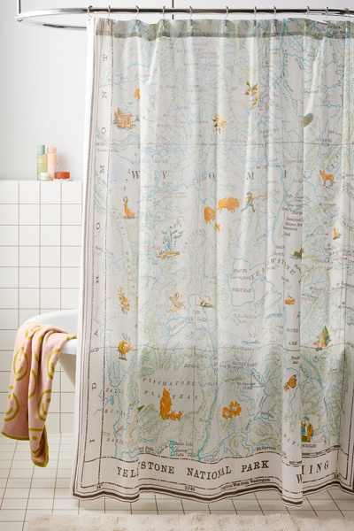 Yellowstone Map Shower Curtain | Urban Outfitters