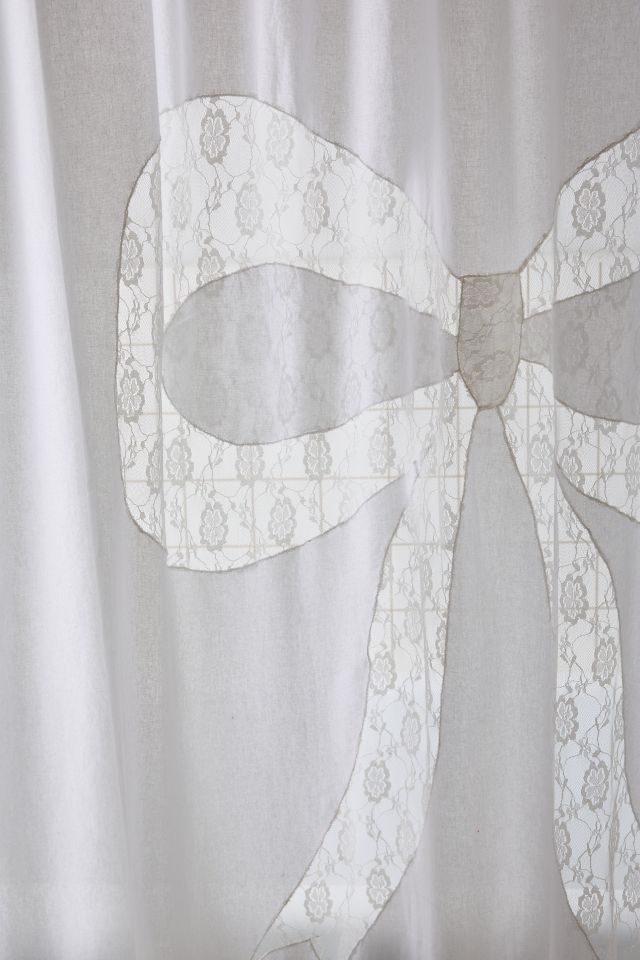 Inset Lace Bow Shower Curtain #1