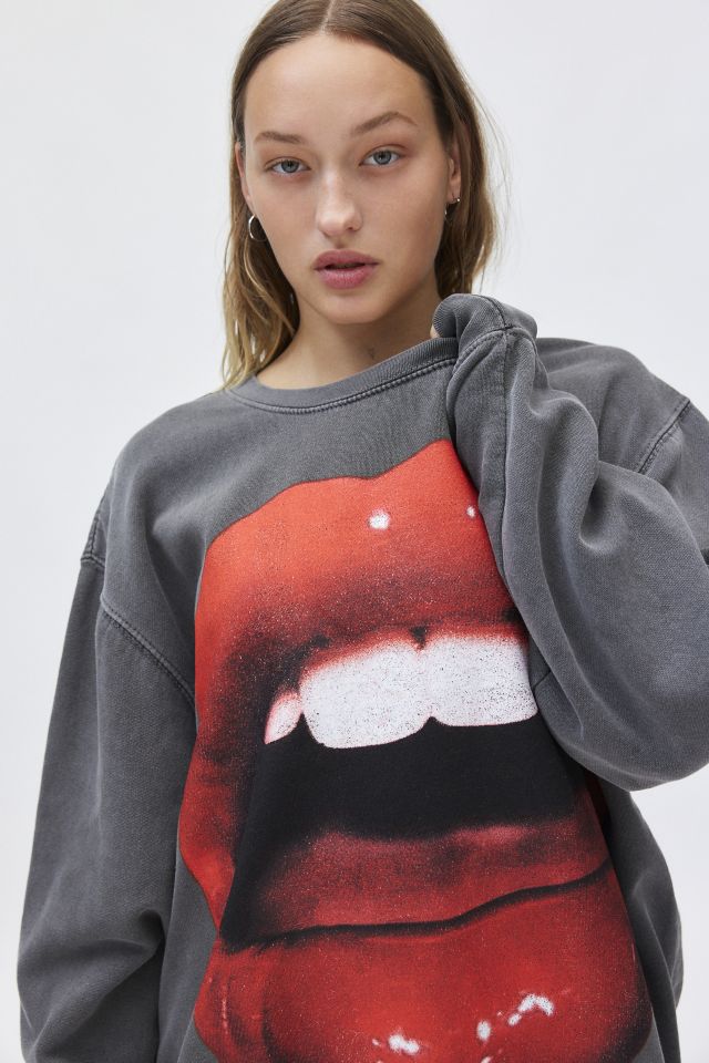 Sweat-shirt ras du cou à graphique photoréaliste de lèvres #1