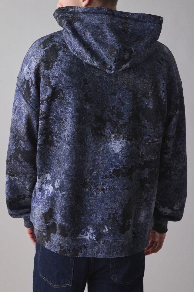Men's Marble-effect burnout hoodie | Blue | Diesel
