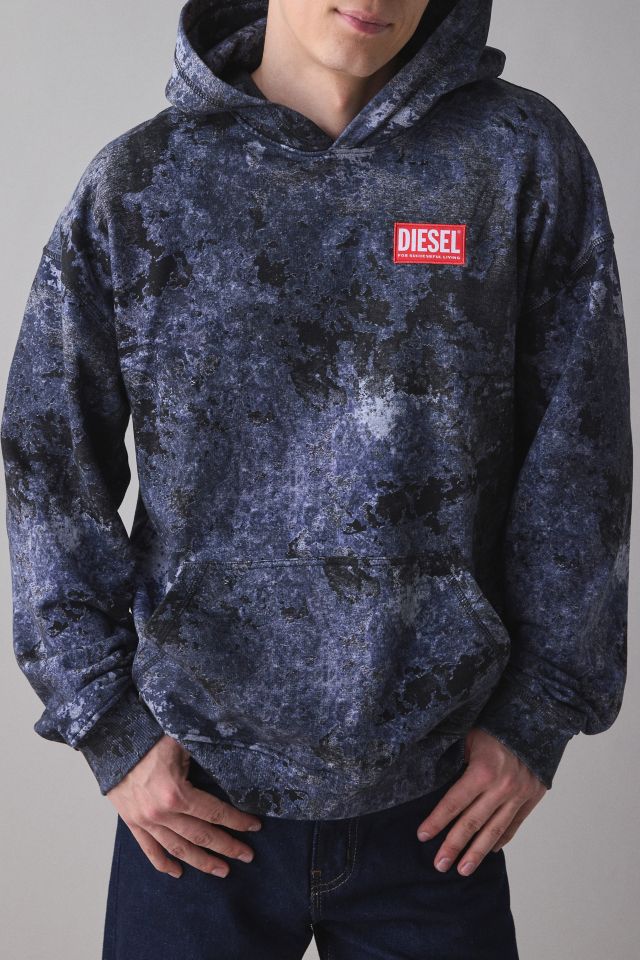 Men's Marble-effect burnout hoodie | Blue | Diesel