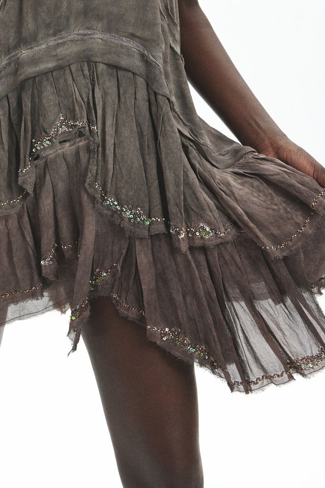 Ecote Tabitha Shapeless Tiered Asymmetric Mini Dress #3