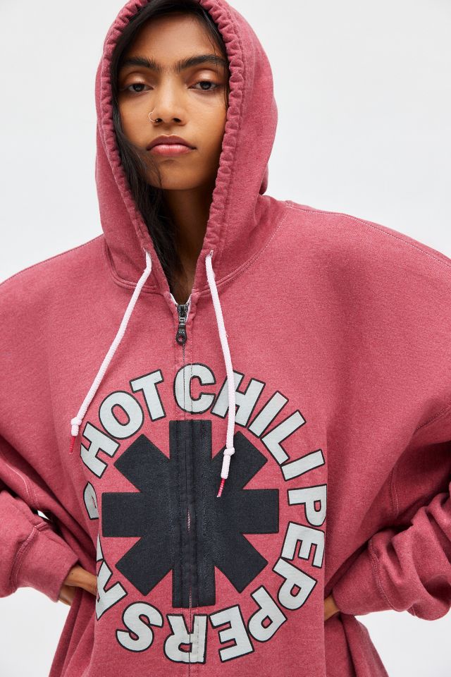 Red Hot Chili Peppers Graphic Oversized Zip Up Hoodie Sweatshirt #2