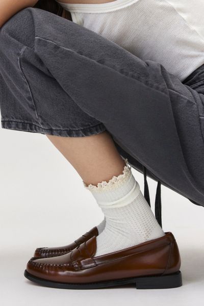 Urban Outfitters Lace-trim Waffle Knit Sock In Ivory, Women's At  In Ivory