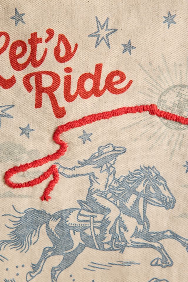 Let’s Ride Embroidered Western Flag Tapestry #2