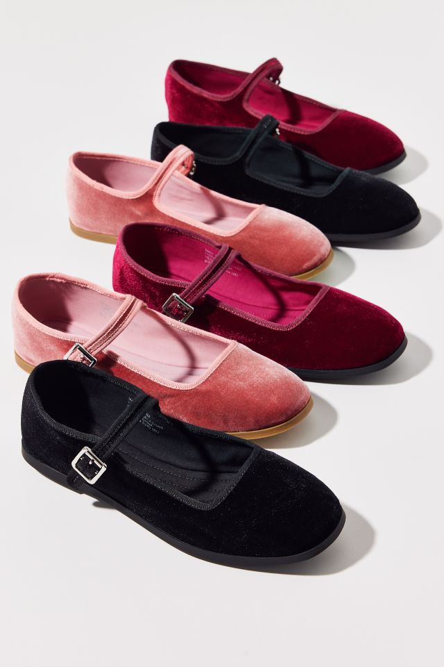 UO Madeline Velvet Mary Jane Ballet Flat