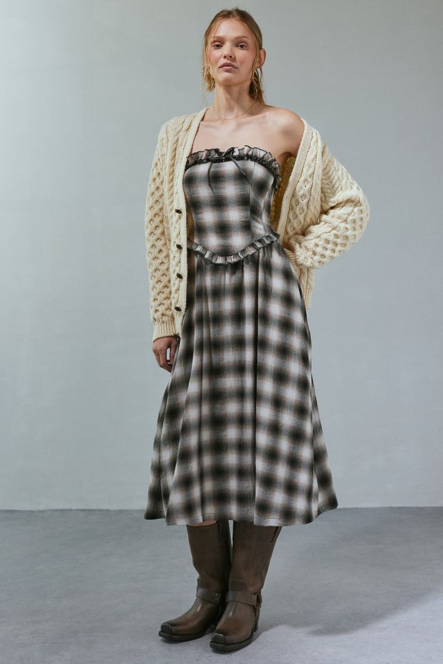Kimchi Blue Andy Plaid Strapless Midi Dress #1