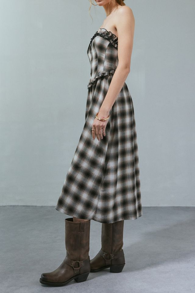Kimchi Blue Andy Plaid Strapless Midi Dress #3