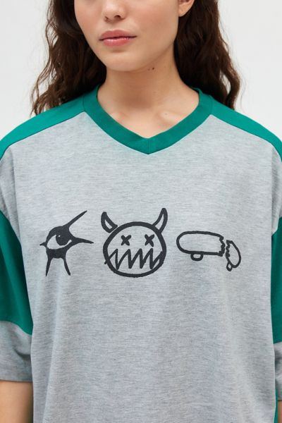 Skate Icon Graphic Oversized V-Neck Jersey Tee