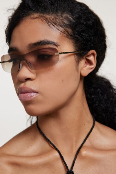 Shop Urban Outfitters Y2k Micro Rimless Sunglasses In Brown, Women's At