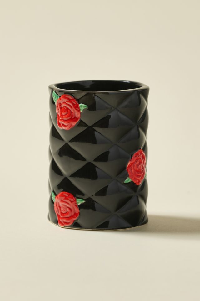 Rose Quilted Ceramic Bath Tumbler #1