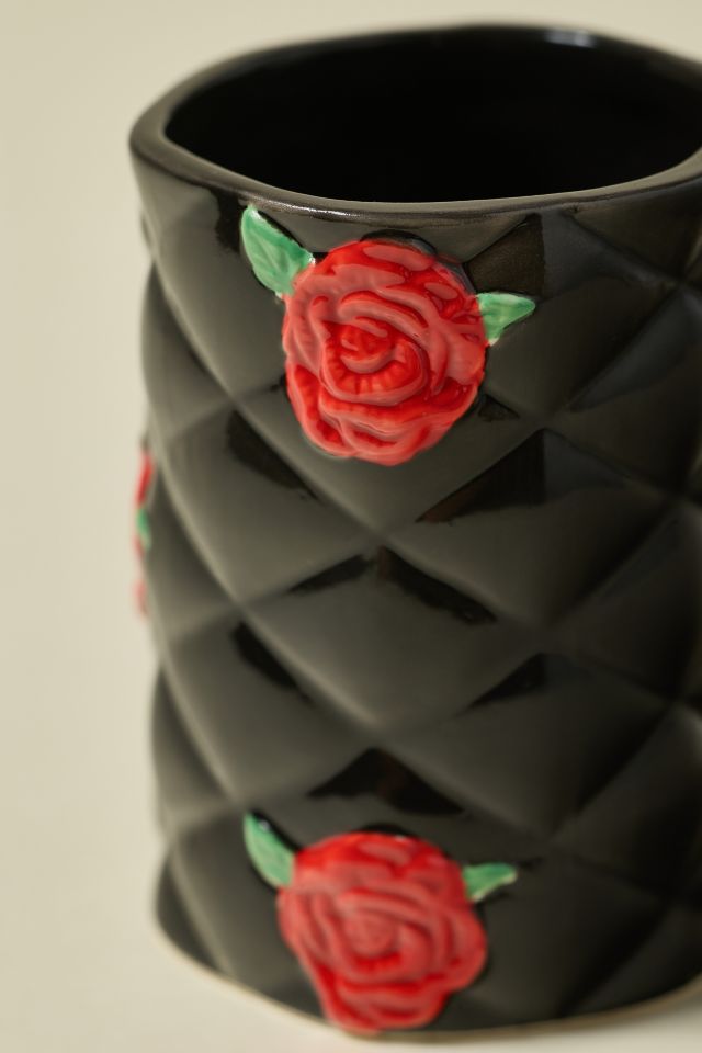 Rose Quilted Ceramic Bath Tumbler #2