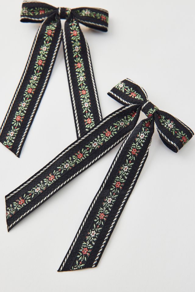 Ensemble de Barrettes à Nœud pour Cheveux Floral Jacquard #2