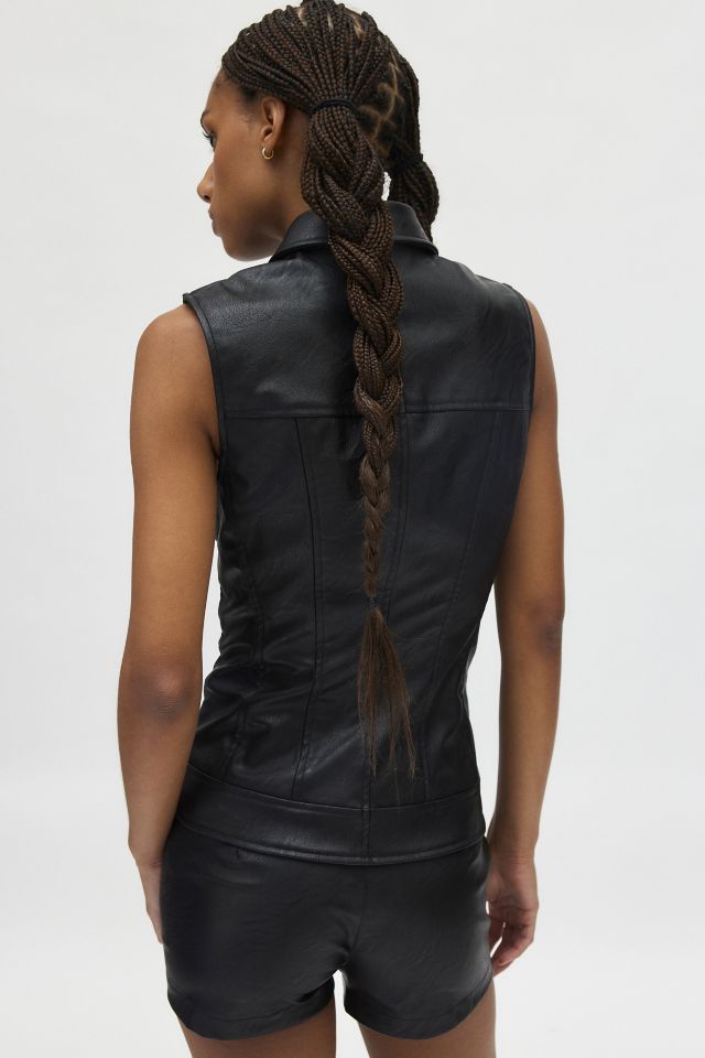 Silence + Noise Chloe Faux Leather Vest Top & Micro Short Set #3