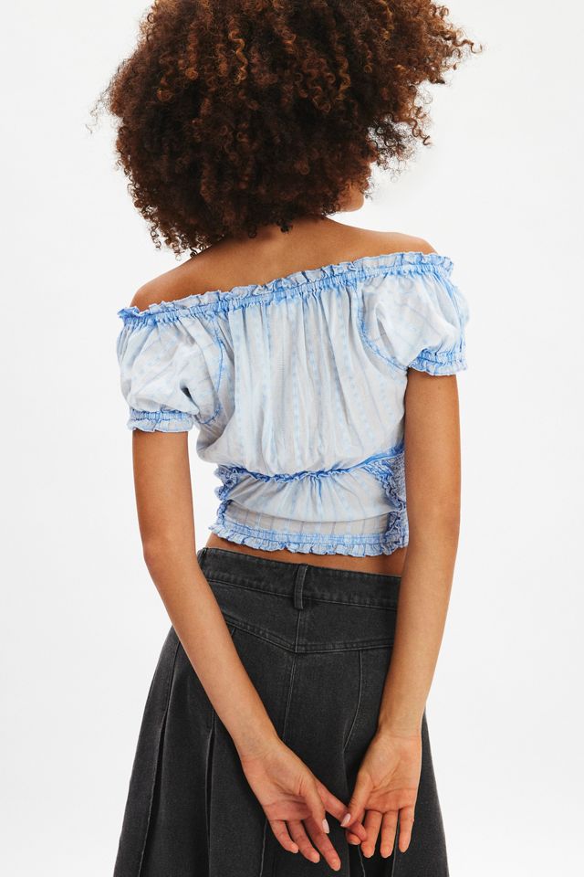 本日最終！★新品 アパルトモン Shirring Blouse ネイビー Sheer Voile Shirring Blouse（シャツ／ブラウス）｜L'Appartement