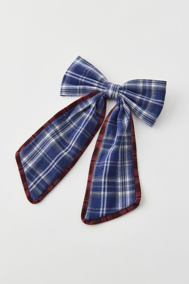 Plaid Hair Bow Barrette #1